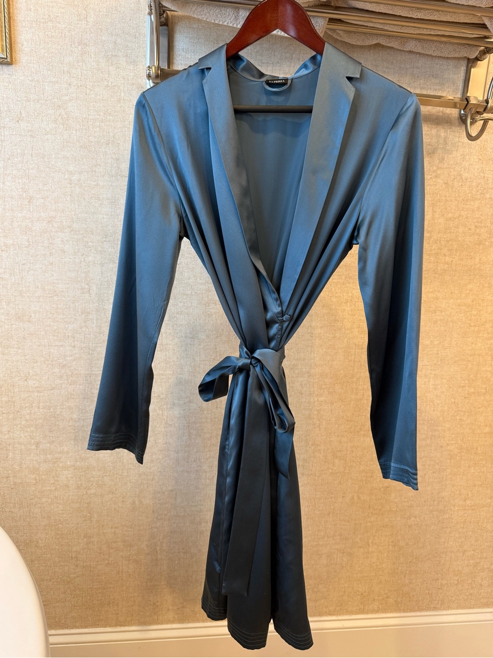 La Perla Midnight 100% Silk Tie-Waist Robe
